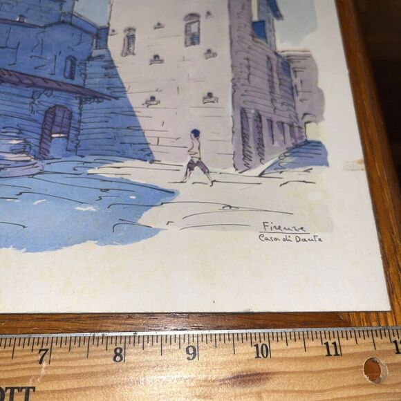 Watercolor Print: House of Dante Florence Italy Firenze Tuscany Architecture - Picture 2 of 5